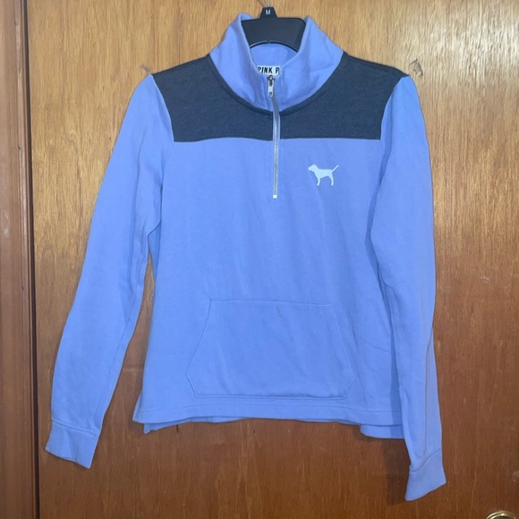 •PINK•MOCK NECK 1/4 ZIP FRESH VOLIET W/CHARCOAL GRAY COLORBLOCK PULLOVER XS - Picture 4 of 10